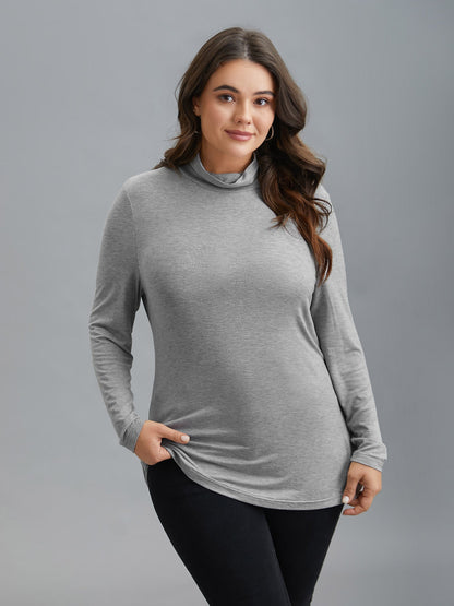 Supersoft Essentials Solid Funnel Neck Knit T-shirt