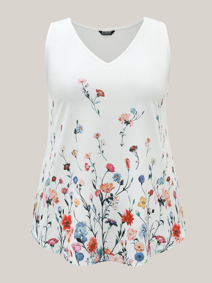 Blooming Flowers Print Stretchy Vest