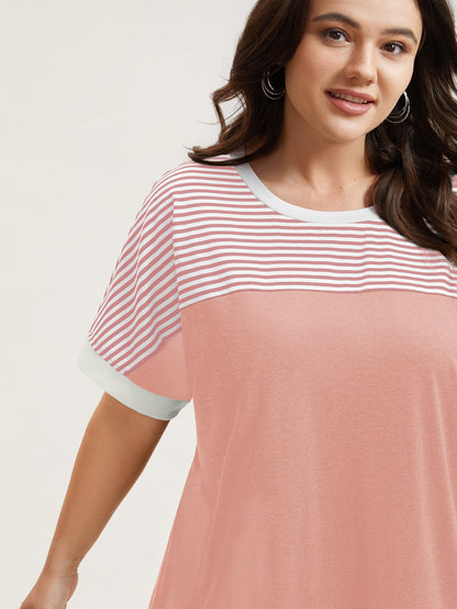 Solid and Striped Contrast Hem T-Shirt