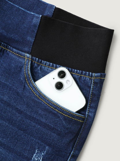 Pull-On Stretchy Waist Denim Shorts