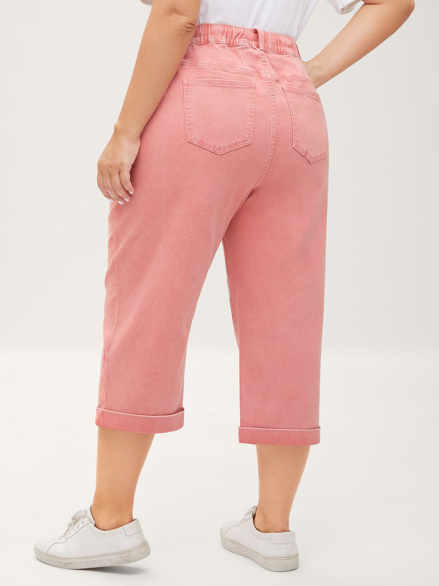 Waist Drawstring Rolled Hem Jeans