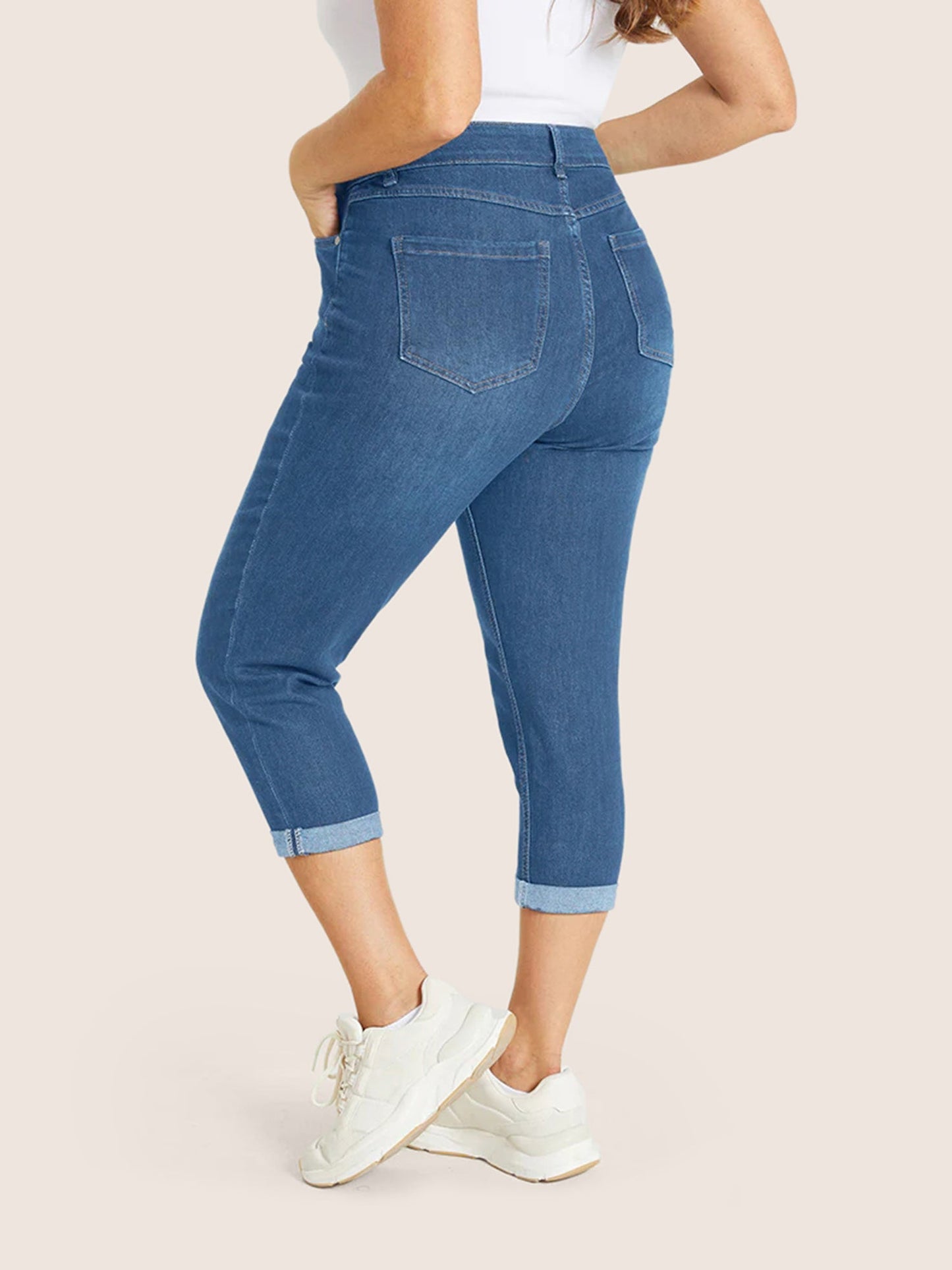 Very Stretchy High Rise Dark Wash Cropped Jeans