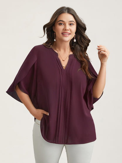 Petal Sleeve Toothpick Pleats Shirt