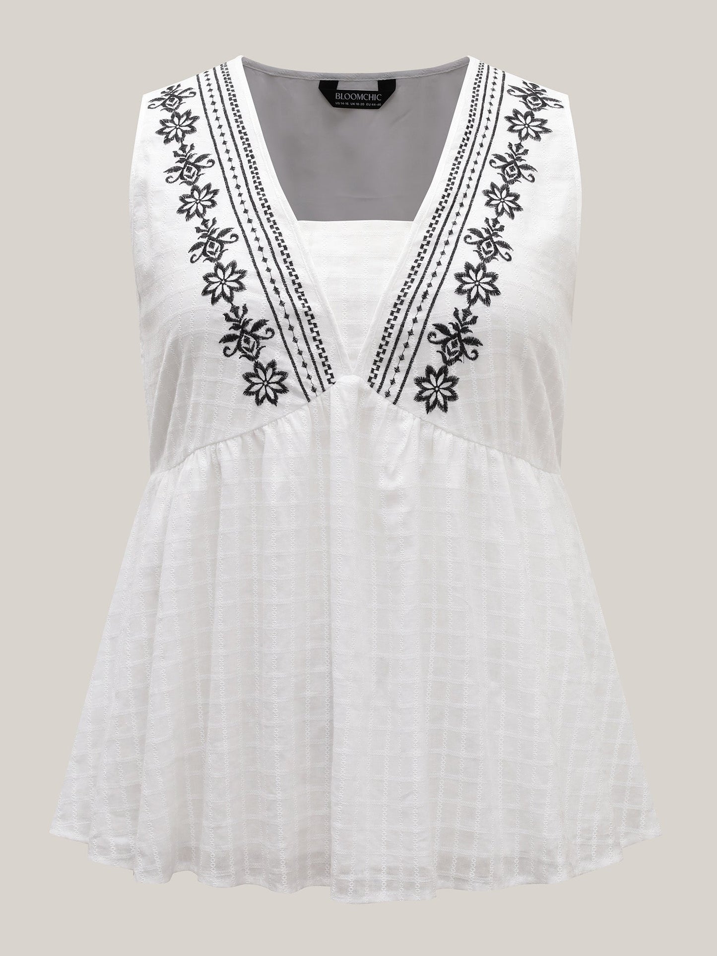 Pure Cotton Jacquard Embroidered Tank Top