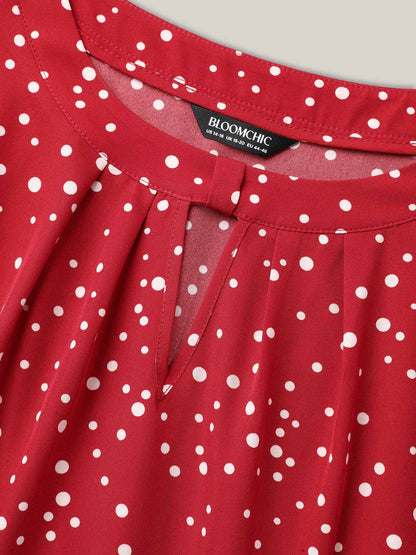 Polka Dots Print Cut-Out Flutter Sleeve Midi Dress