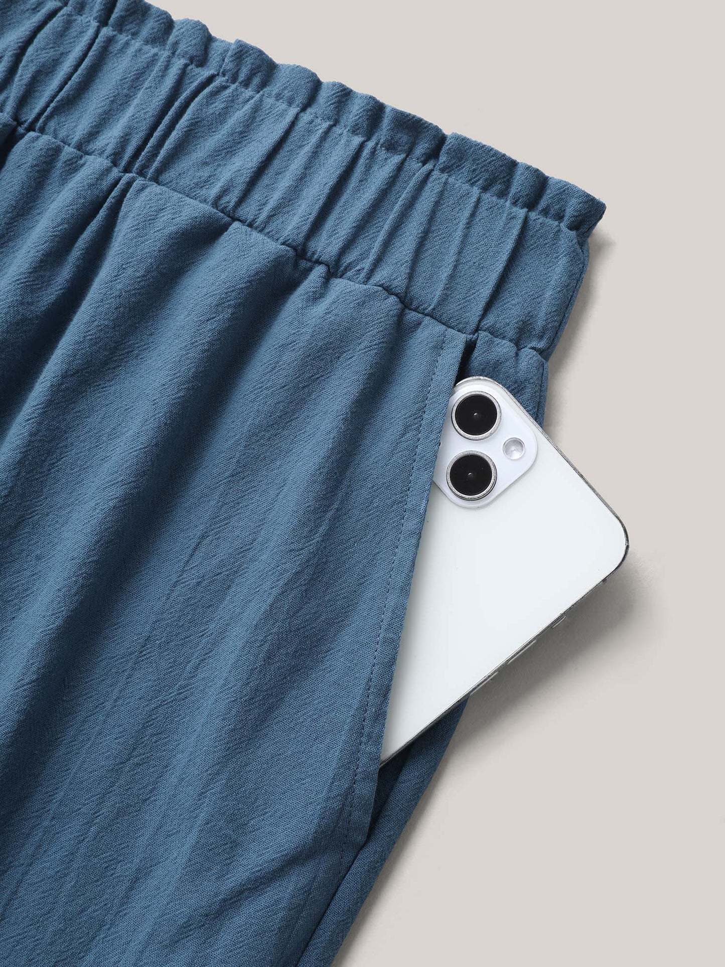 Cotton Waist-Tie Lace Wide-Leg Pants