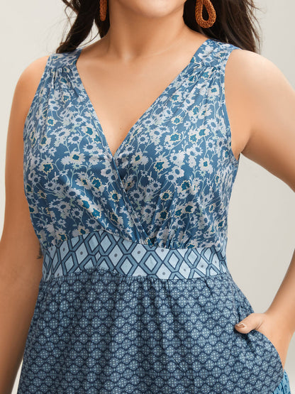 Bandana Patchwork Floral Sleeveless Dress