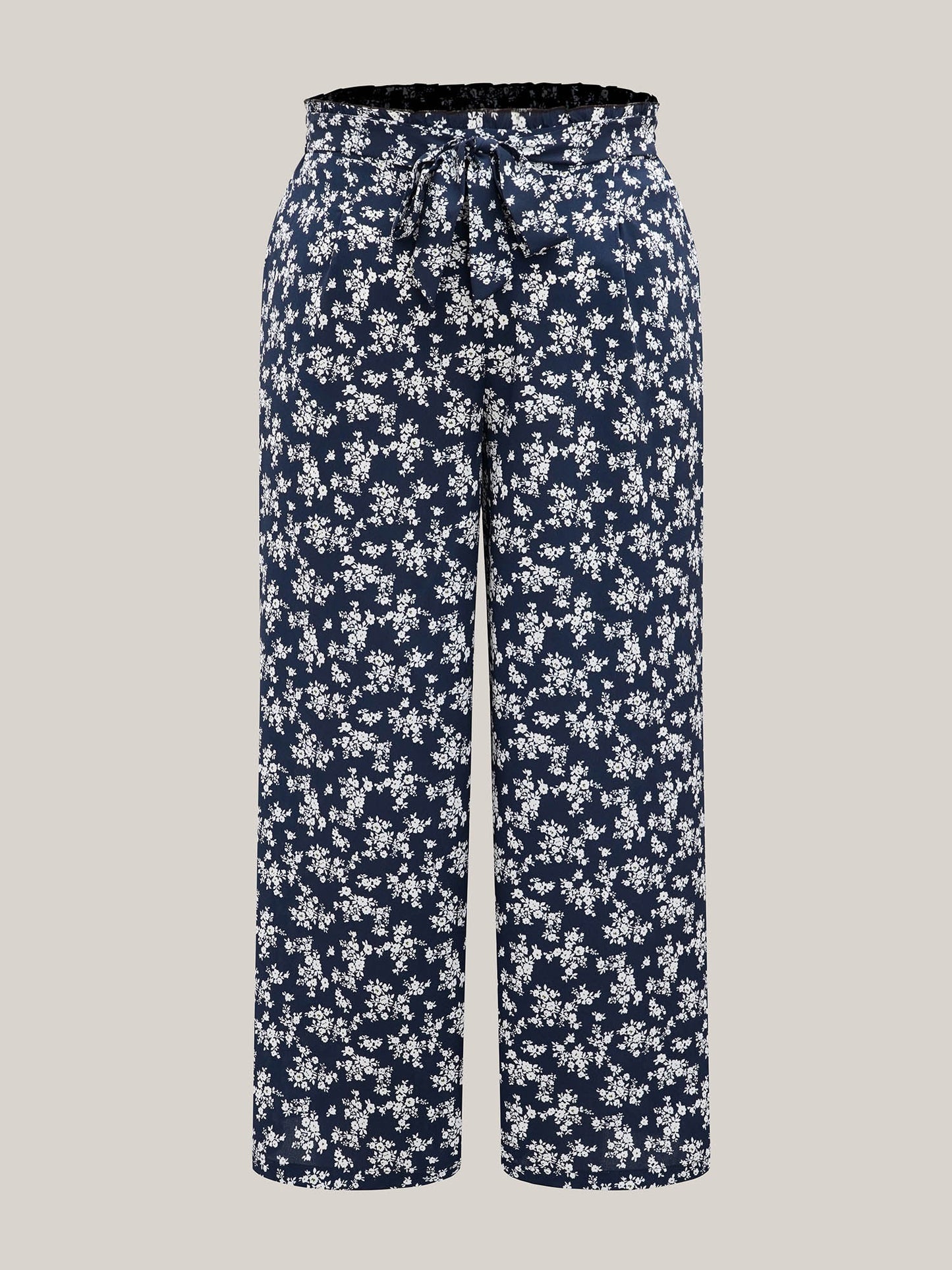 Floral Print Waist Stretchy Wide Leg Pants