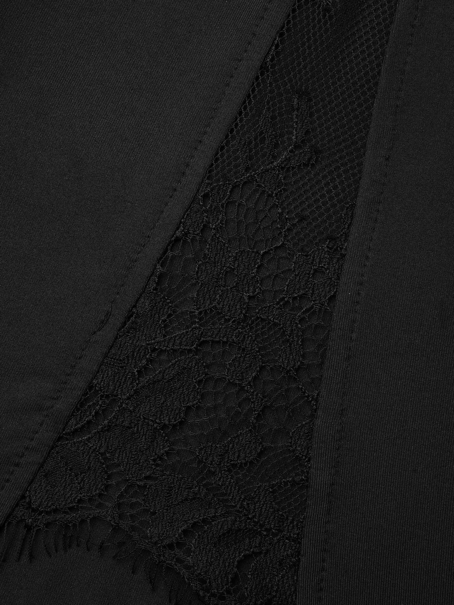 Solid Crisscross Lace Trim Slit Hem Sleep Dress