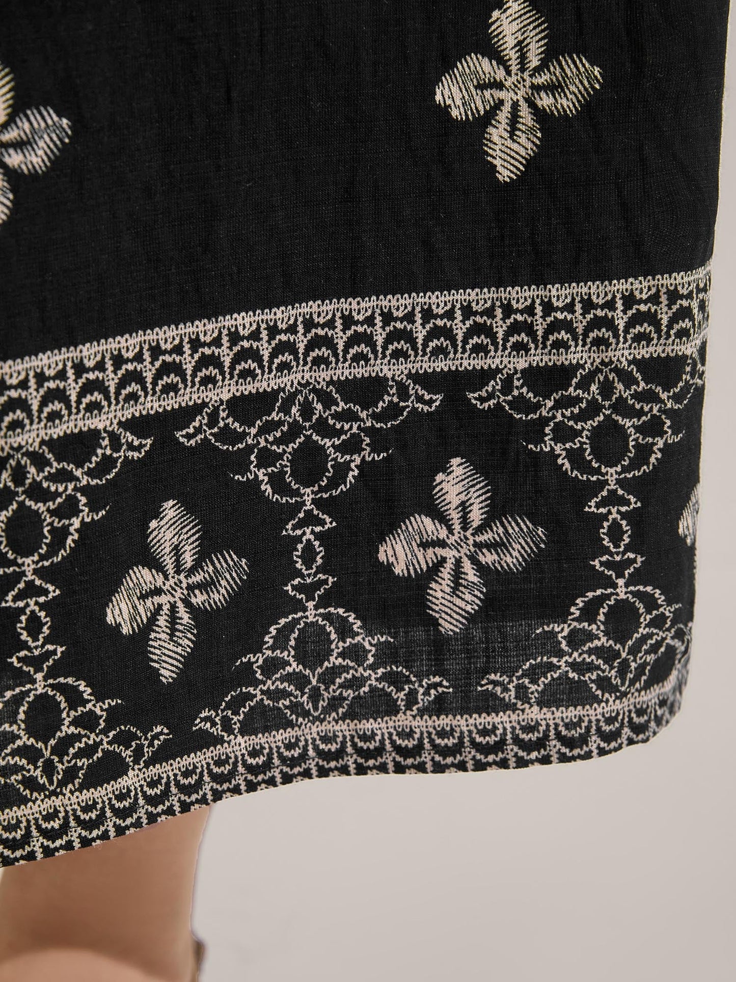 Boho Print Color Contrast Wide-Leg Pants