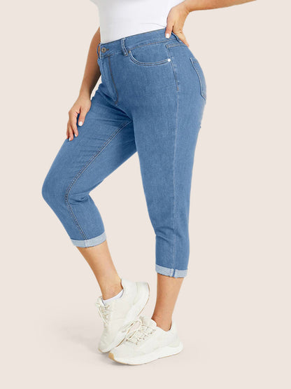 Very Stretchy High Rise Dark Wash Cropped Jeans