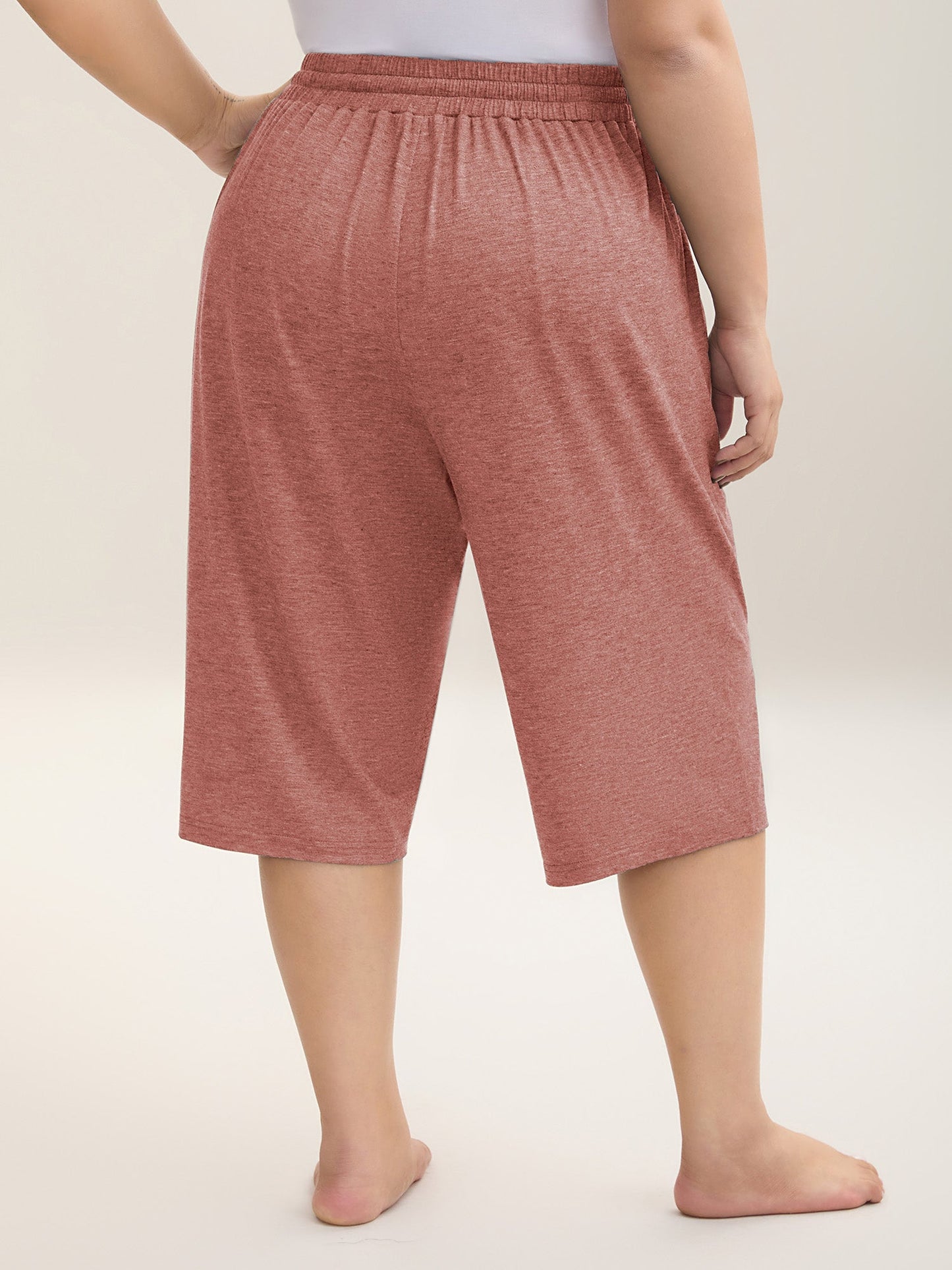 Mixed Color Knit Drawstring Loungewear Bottoms