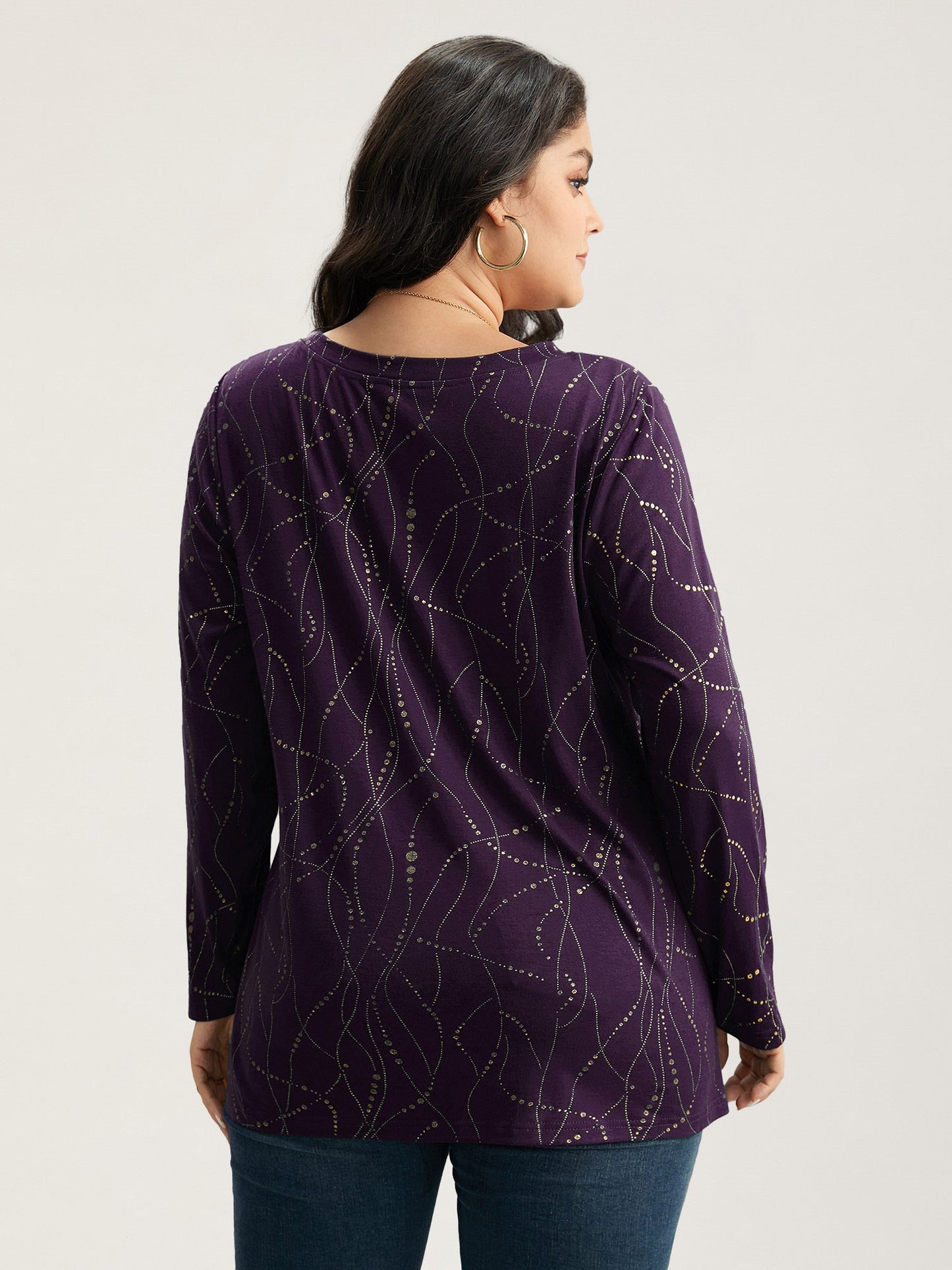 Polka Dot Contrast Round Neck T-shirt