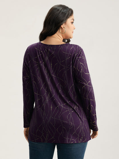 Polka Dot Contrast Round Neck T-shirt