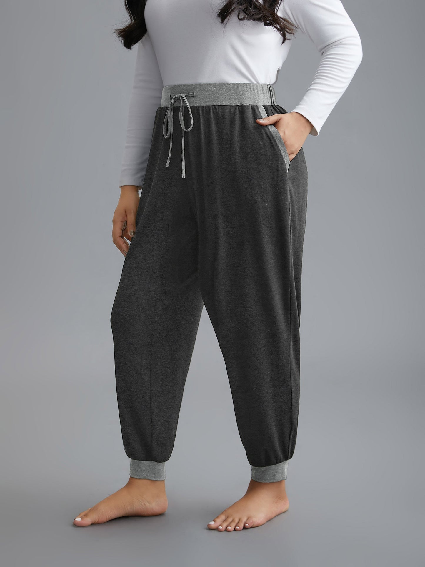 Contrast Drawstring Loungewear Bottoms