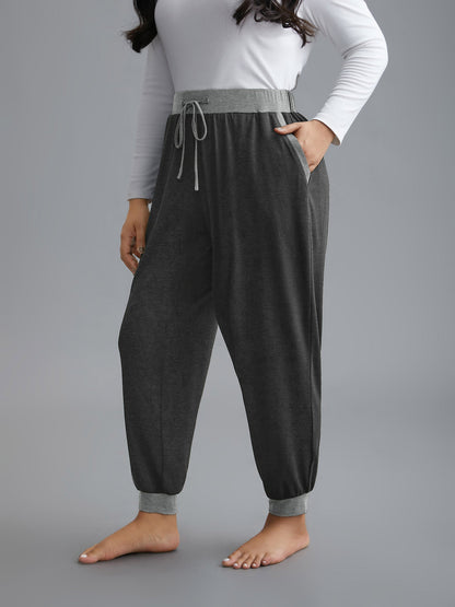 Contrast Drawstring Loungewear Bottoms