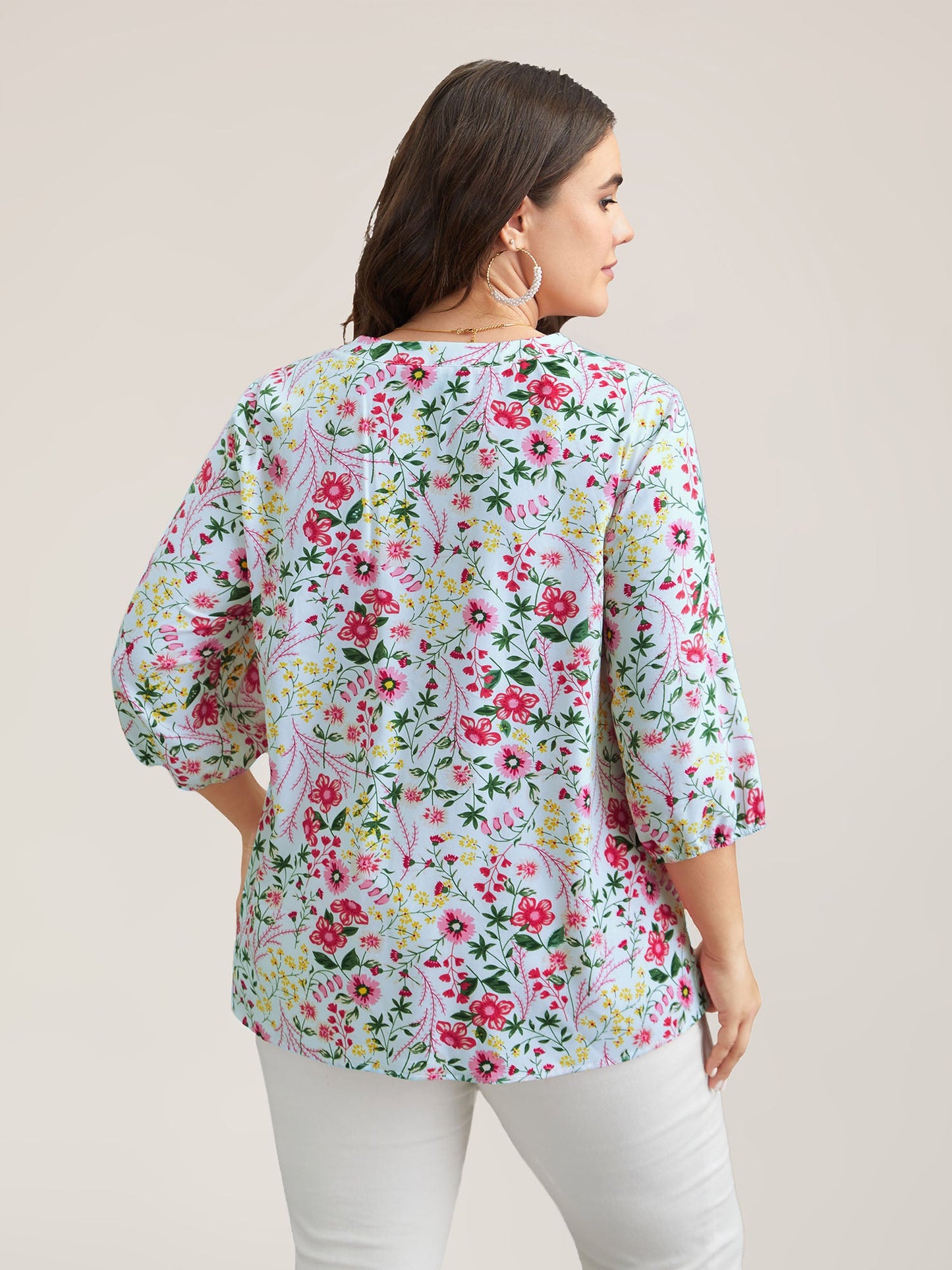 Floral Print Notched Collar Shirt