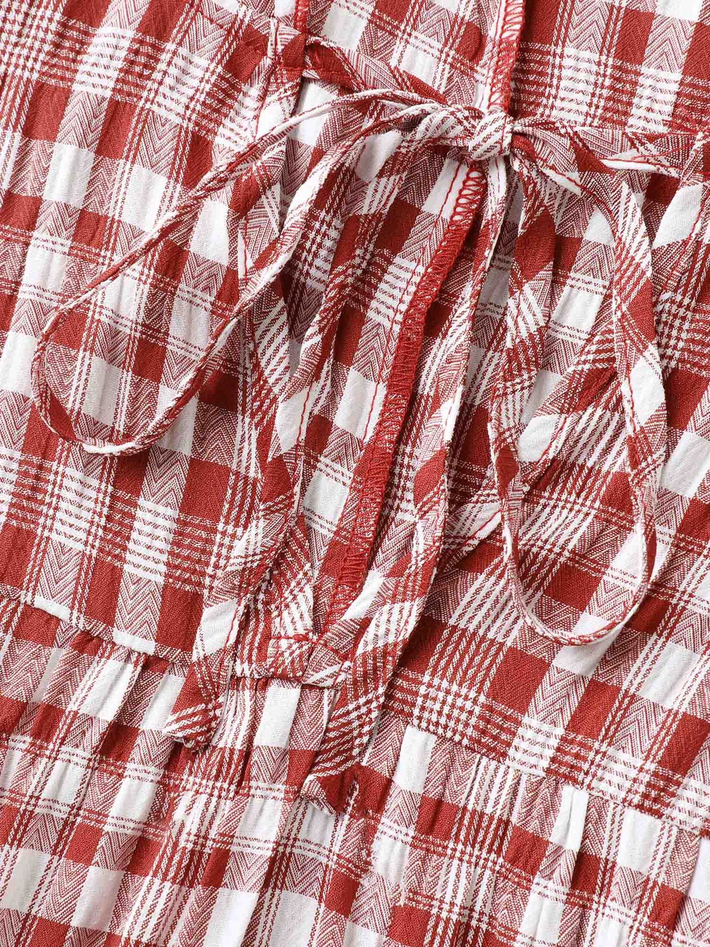 Sweet Plaid Pattern Pockets Midi Dress