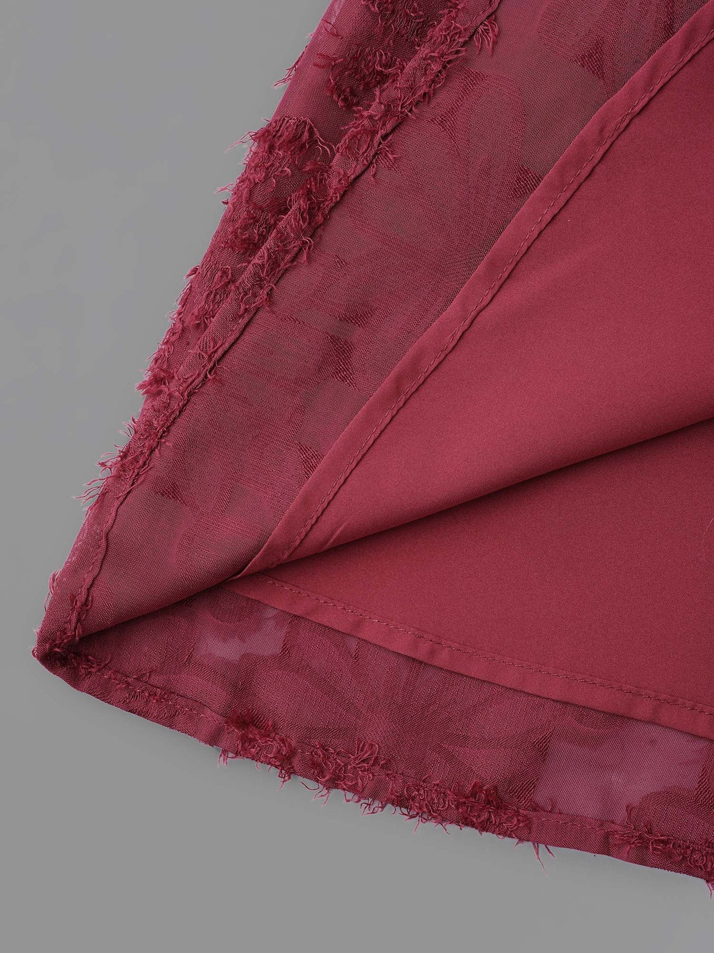 Round Neck Jacquard Plisse Ruched Blouse