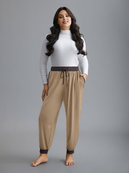 Contrast Drawstring Loungewear Bottoms