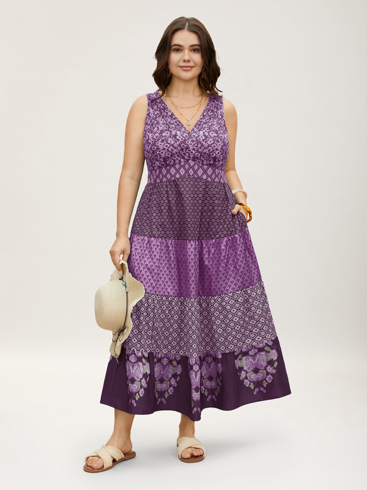 Bandana Patchwork Floral Sleeveless Dress