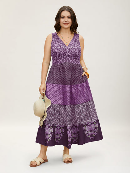Bandana Patchwork Floral Sleeveless Dress