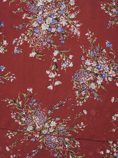 Floral Print Petal Sleeve Layered Blouse