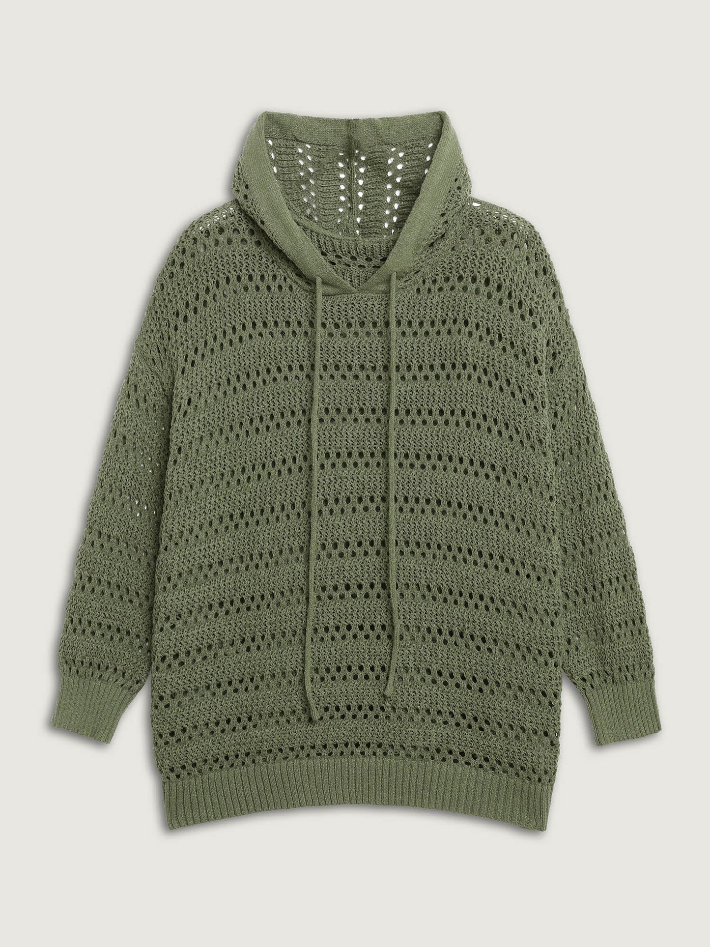 Cut-Out Textured Drop Shoulder Pullover