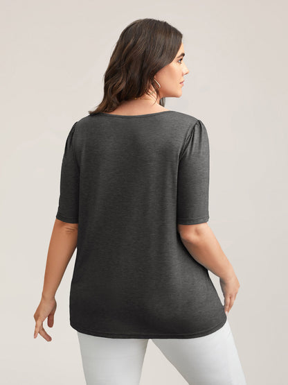 Seamed Round Neck Fitted T-Shirt