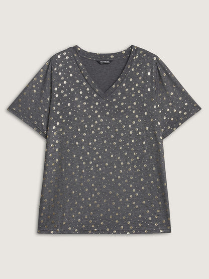 Supersoft Stretchy Gold Floral T-Shirt