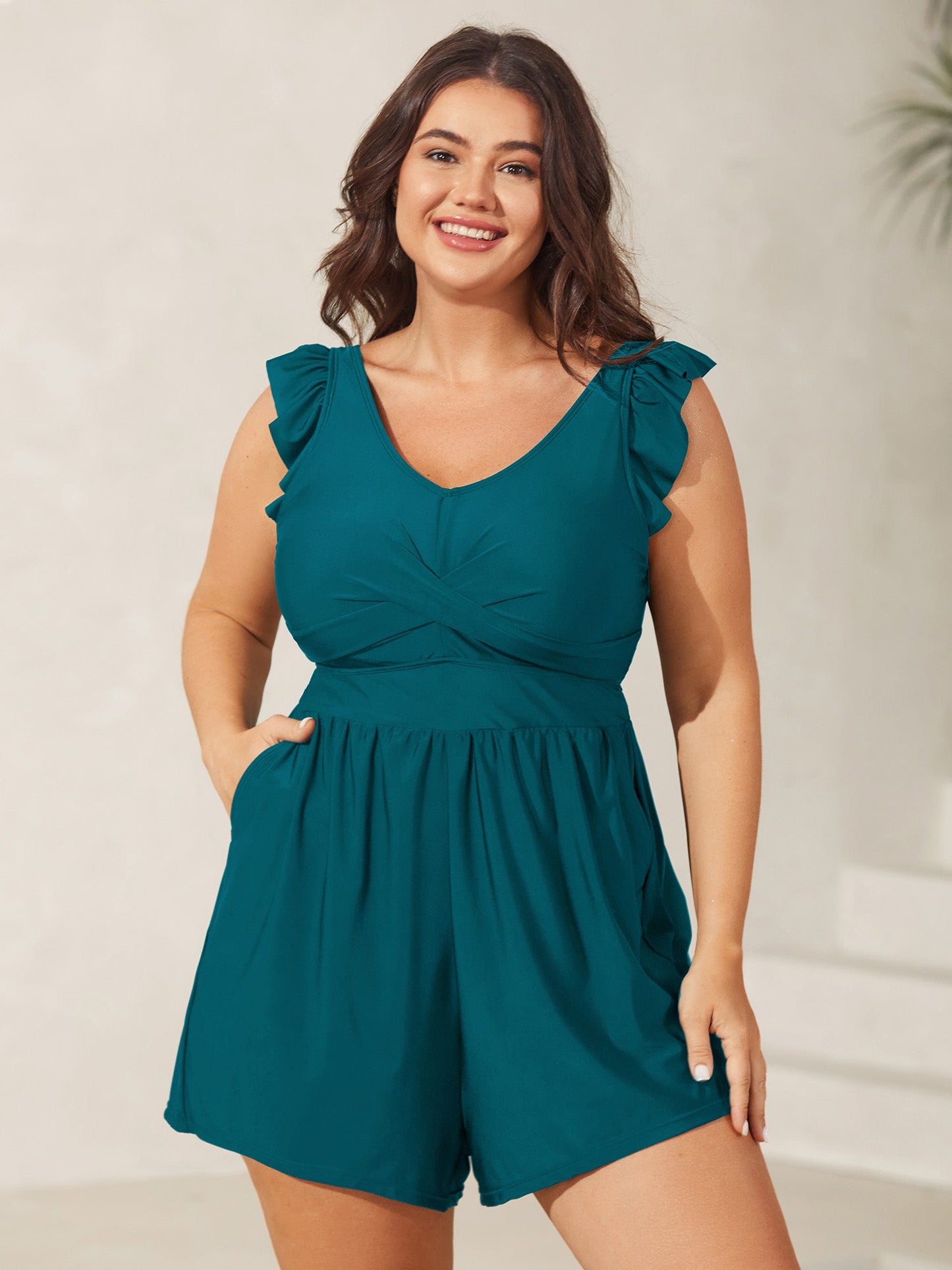 Twist Front Ruffled One-Piece Swimsuit