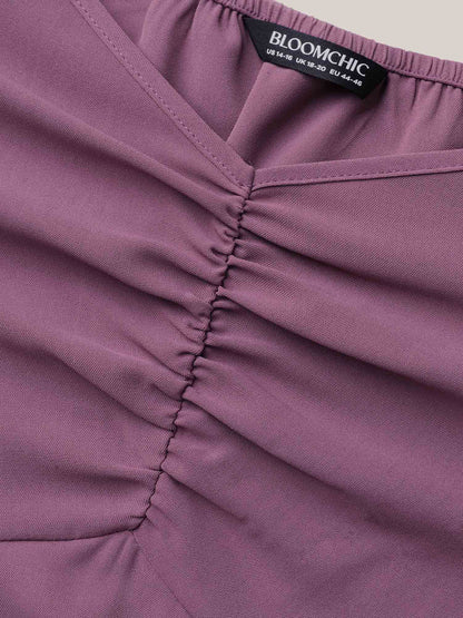 Sweetheart Neck Lace High-Low Hem Shirt