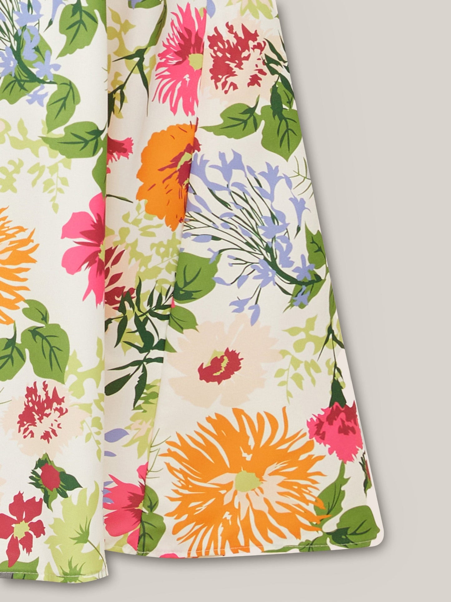 Floral Shirred Square Neck Pocket Midi Dress