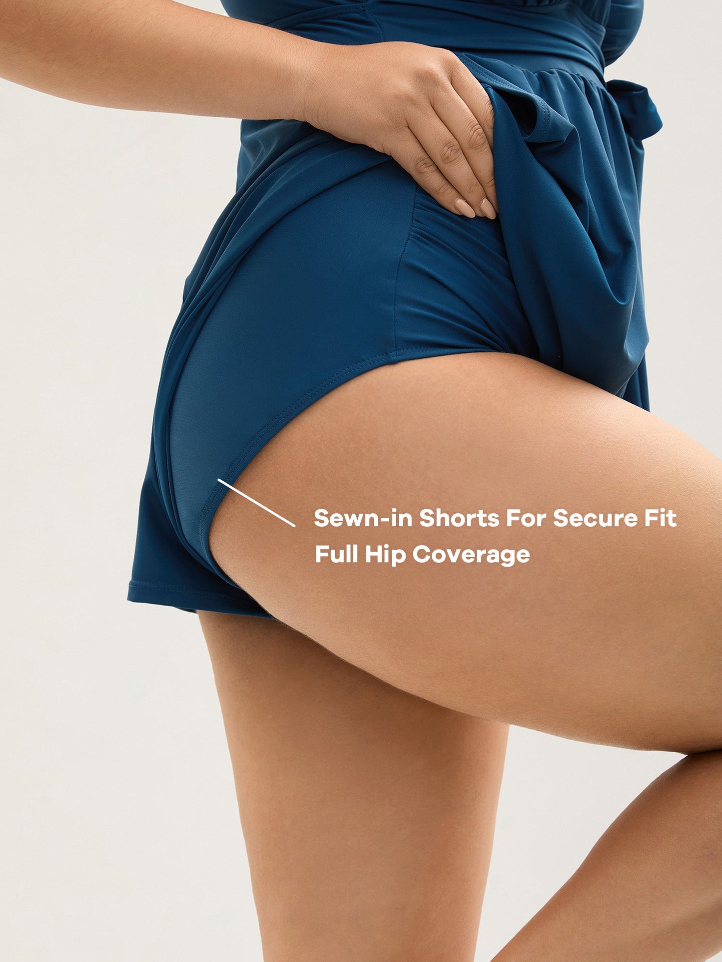 Surplice Neckline Belted Plain One-Piece Swimsuit