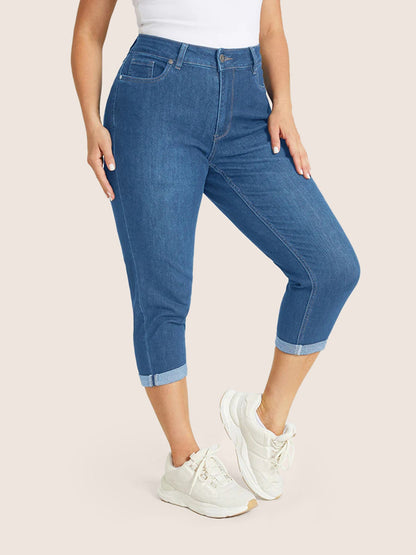 Very Stretchy High Rise Dark Wash Cropped Jeans