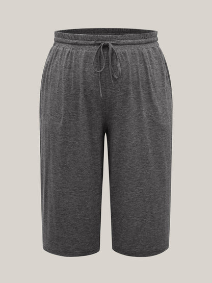 Mixed Color Knit Drawstring Loungewear Bottoms