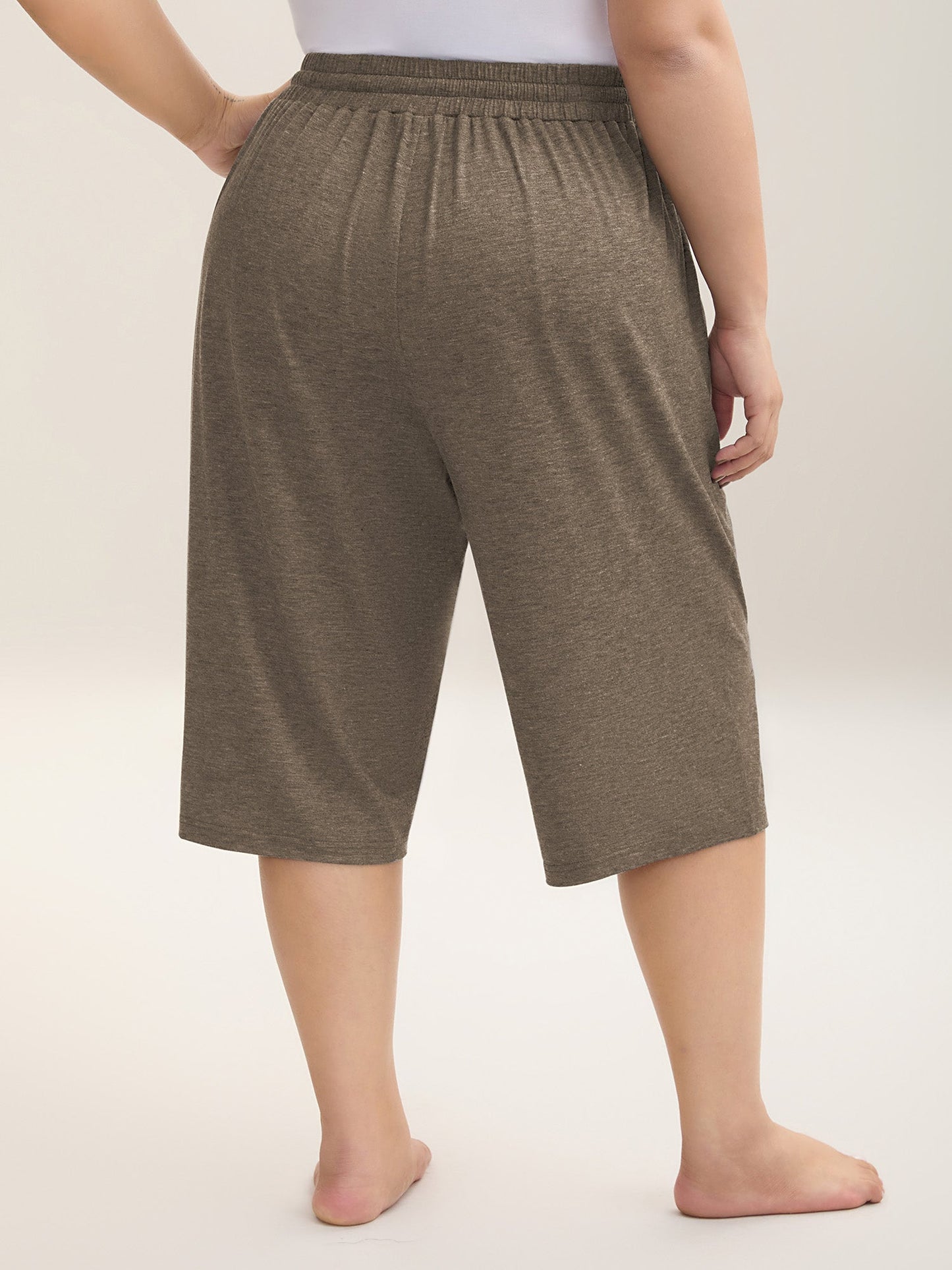 Mixed Color Knit Drawstring Loungewear Bottoms