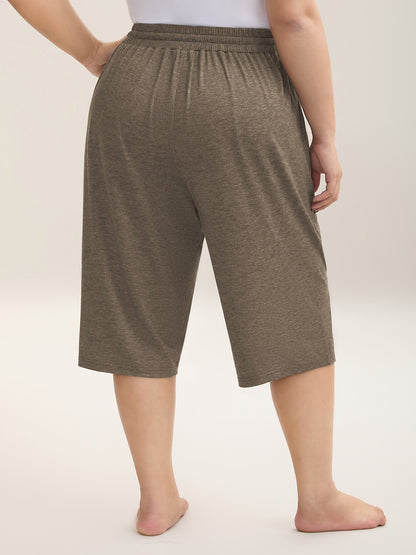 Mixed Color Knit Drawstring Loungewear Bottoms