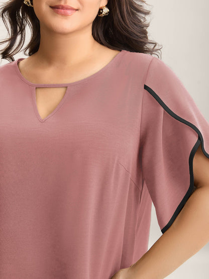 Color Contrast Petal Sleeve Shirt