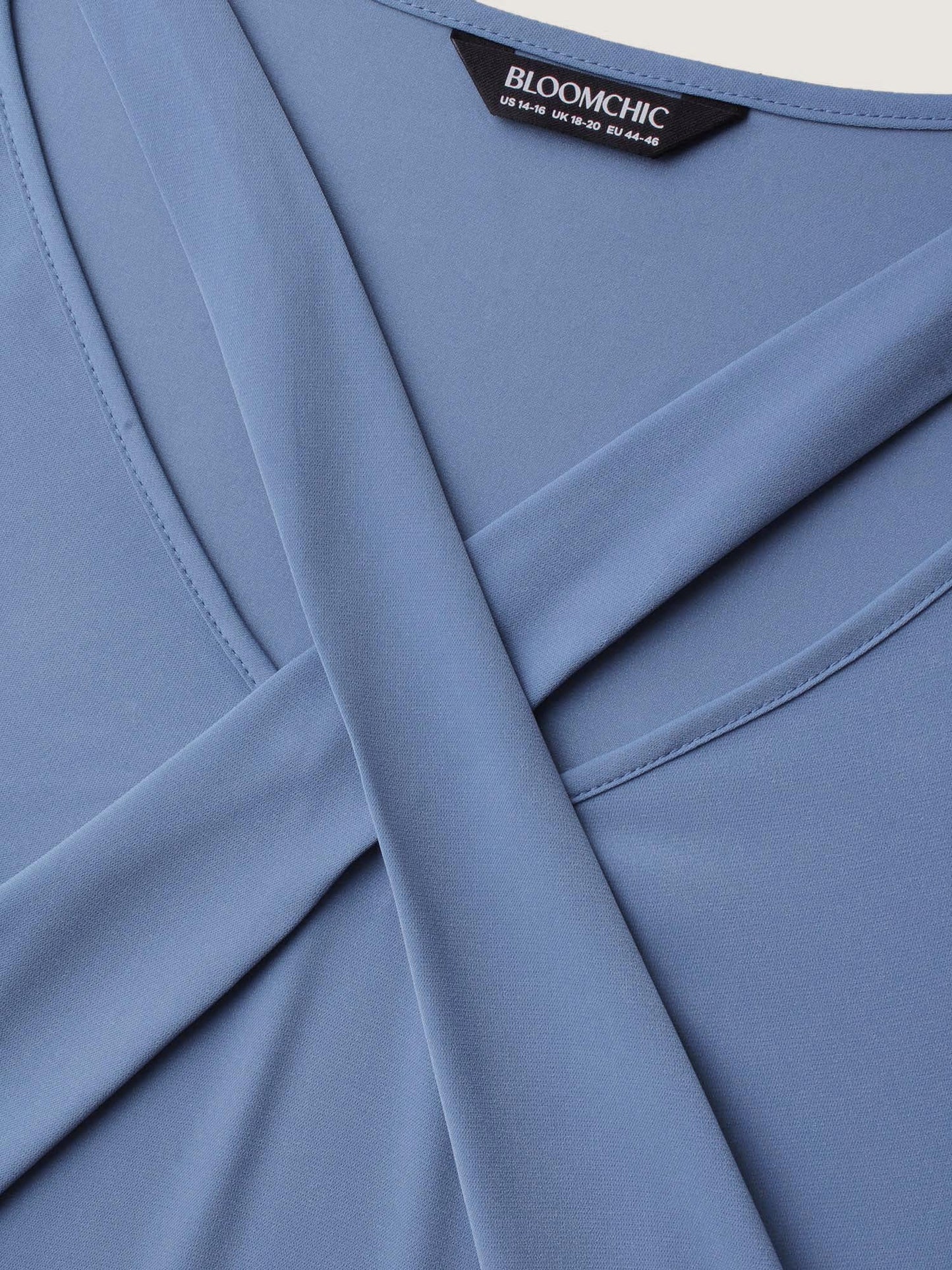 Criss Cross Neckline Puff Sleeve Gathered Blouse