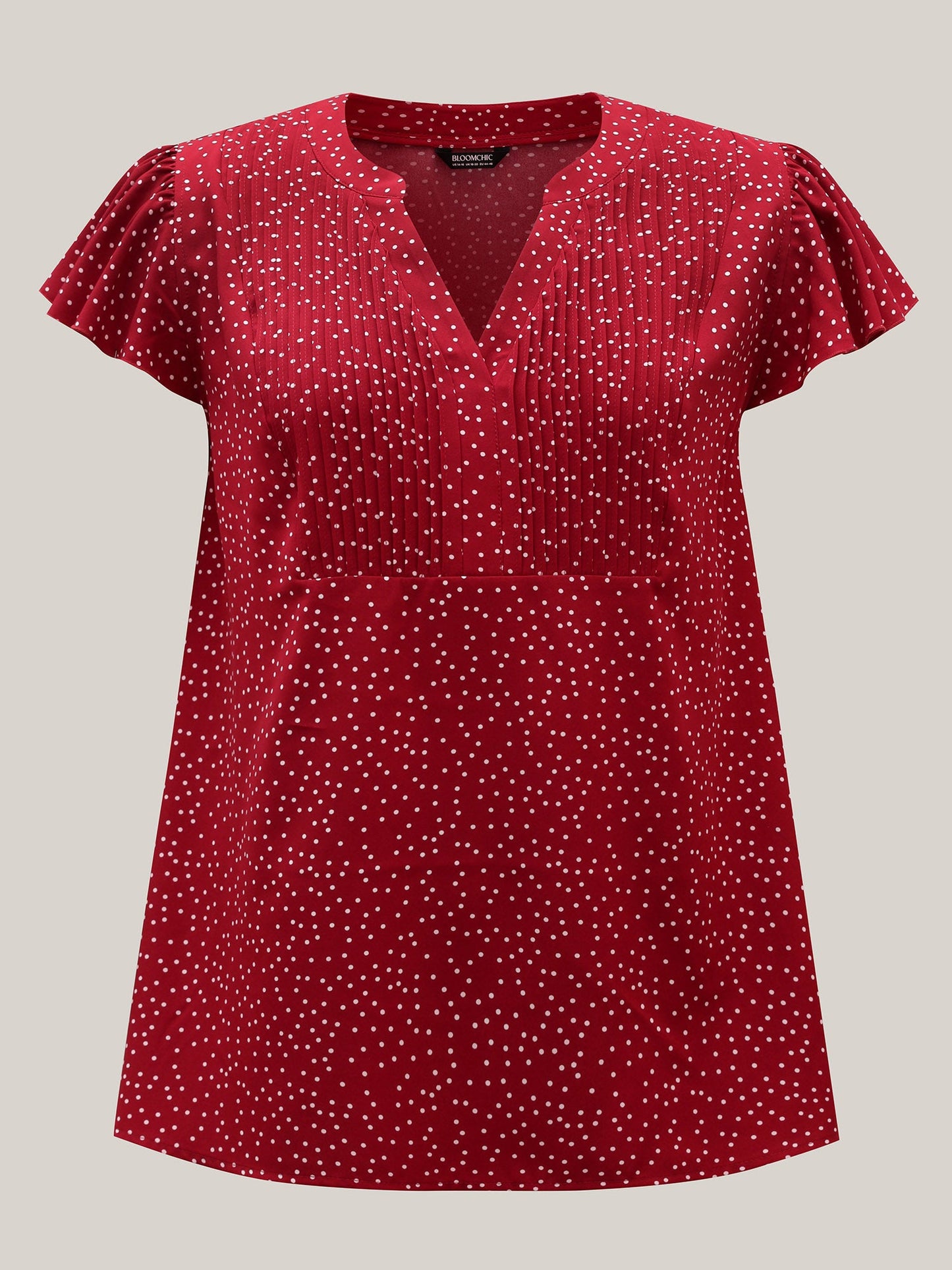 Polka Dot Print Toothpick Pleat Blouse