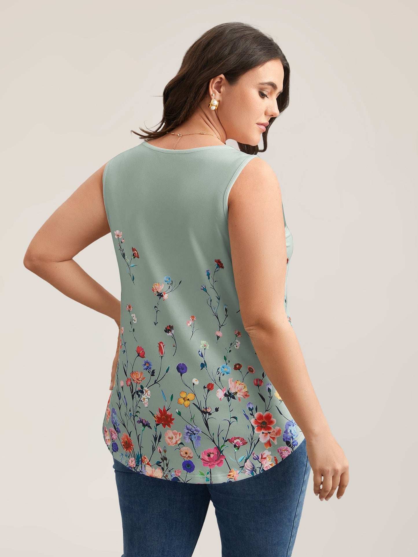 Blooming Flowers Print Stretchy Vest