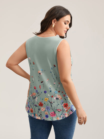 Blooming Flowers Print Stretchy Vest