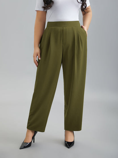 Stretchy-Waist Straight Leg Pants