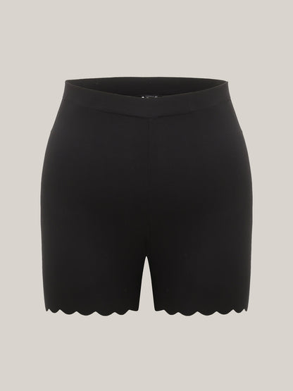 Scalloped Trim Stretchy Skinny-Fit Leggings