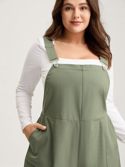 Pure Cotton Cuffed Hem Stretchy Waist Jumpsuit