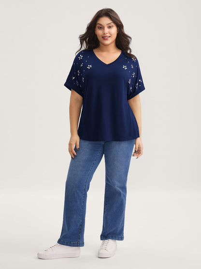 Supersoft Stretchy Zirconia Design T-Shirt