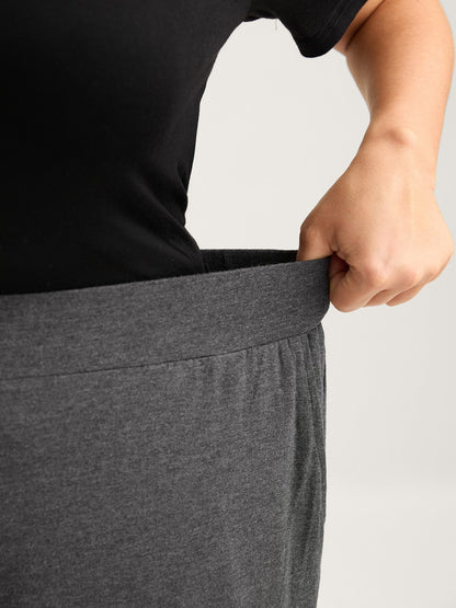 Solid Elastic Waist Wide Leg Lounge Bottoms