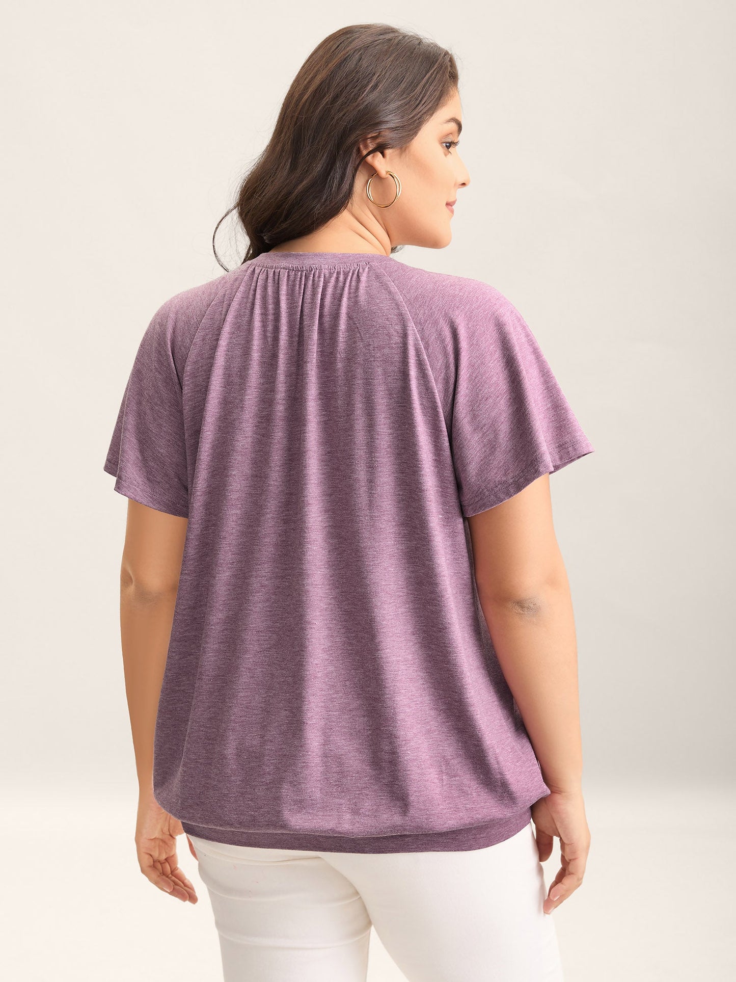 Heather Lotus Leaf Sleeve Jersey Top