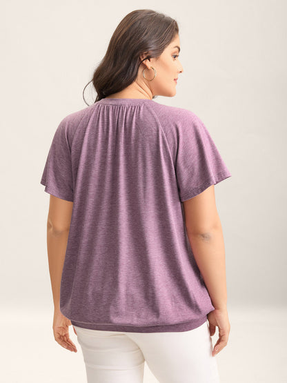 Heather Lotus Leaf Sleeve Jersey Top